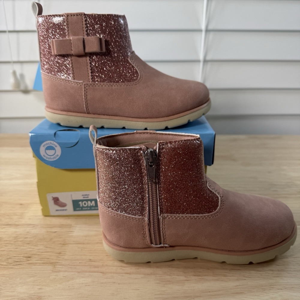Munchkin Stride Rite Little Girl's Size 10M Avalon Pink Glitter Side-Zip Boots